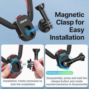 울란지 고-퀵 II 마그네틱 실리콘 넥 홀더 마운트 (고프로  13 인스타360  오즈모 액션 카메라 액세서리용)