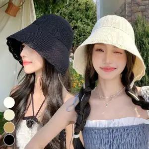 여름 햇빛차단 니트짜임 소공녀 레이스 스트랩 보넷햇
