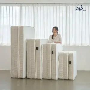 [몽스홈]국내생산 3단 접이식 본넬 스프링 매트리스 수면매트 자취 13cm MS 아이보리