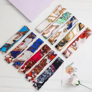 여성 타이 패션 방도 포인트 쁘띠 실크 사계절 가방 헤어스타일 스카프