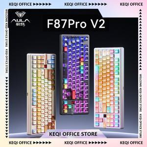 AULA F87 Pro V2 식 키보드 3모드 무선 12000mAh 긴 배터리 수명 핫스왑 RGB 커스텀 E-스포츠 PC 게이밍