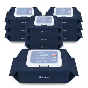 아임클린 변기에 바로 버리는 비데물티슈 캡형 80매 10입 무향