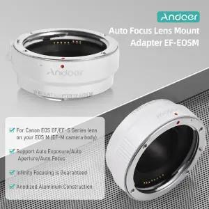 Andoer EF-EOSM 렌즈 마운트 어댑터 캐논 EFEF-S 시리즈 렌즈용 자동 노출 자동 초점 EOS M EF-M M2 M3 M10