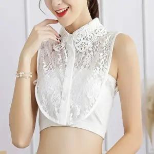 여성 넥케이프 펀칭 레이스 페이크 셔츠 카라 2컬러
