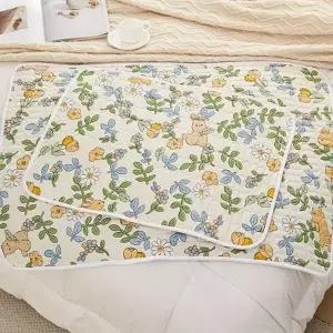 생리 방수 매트 꽃무늬 깔개 반려동물 생리 방수 패드 환자용 요실금 생리대 침대 시트 커버 유아 성인