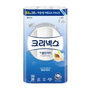 크리넥스 브랜드관 크리넥스 3겹 더 클린터치 33-36롤(3겹)