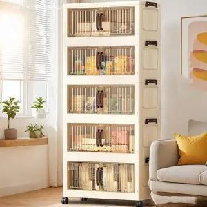 대형 이동식 5단 폴딩박스 접이식 옷정리함 수납베란다장 선반장 다용도실장 2단장 수납장 플라스틱함 수납