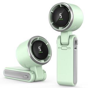 휴대용 터보 팬, 180 접이식 미니 책상 선풍기, 5풍속, 선풍기 충전식, LED 디스플레이, 작고 강력한, 야외 활동, 사무실, 여행용 3인치(녹색)