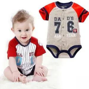 베이스볼 넘버 백일아기옷 반팔 바디슈트300047 아기외줄복 6개월아기옷