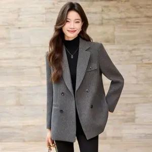 무천도사 여성 여성용 캐주얼 정장 봄가을 보기 재킷 상의 회색 코트 KKE3