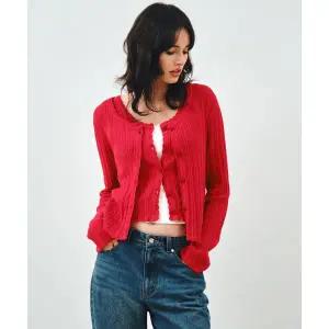 매장정품 [4월 21일 배송] 몽돌 MONGDOL [SET] 펀칭 니트 가디건  슬리브리스 레드 MDCD059RED 244333