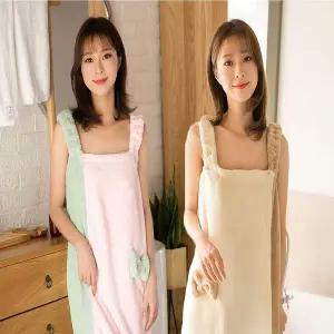 원피스 VCY880P5 목욕타올 밴딩 랩스커트 투톤 샤워가운 극세사