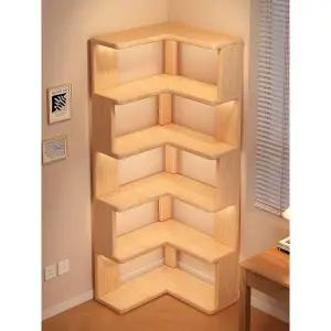 코너형 원목 스탠드 책장 5단 공간활용 진열장 3단