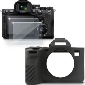 소니 알파 A7R5 / 7R V 카메라 템퍼드 유리 필름 스크래치 방지 고화질 및 A7R5용 소프트 실리콘 케이스에