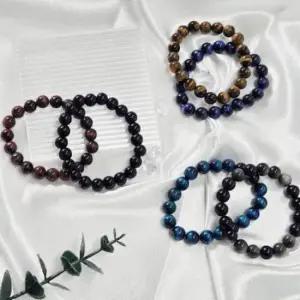 남성 여성 염주 금전 운수대통 컬러 호안석 행운 팔찌