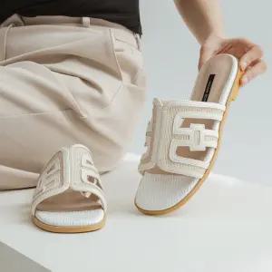 SOVO 스팬 자가드 우븐 슬리퍼 뮬 2cm