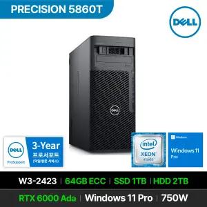 DELL 프리시전 5860T W3-2423 RTX 6000 Ada 64GB 1TB 2TB Win11 Pro 750W 워크스테이션