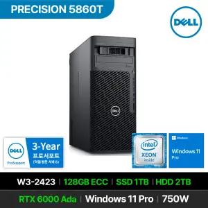 DELL 프리시전 5860T W3-2423 RTX 6000 Ada 128GB 1TB 2TB Win11 Pro 750W 워크스테이션