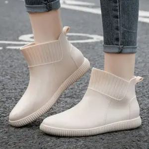 여성용 심플 숏 레인부츠 장화 미끄럼방지 장마 신발