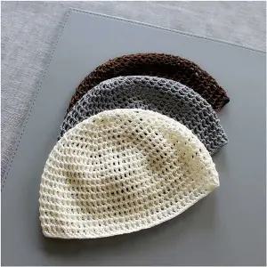 숏캡 그물모자 비니 가 아이보리 여름용 비니
