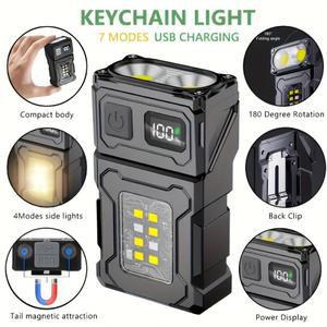 미니 충전식 LED 포켓 손전등 휴대용 측면 COB 토치 클립 테일 자석 라이트 초강력 아웃도어 캠핑 랜턴