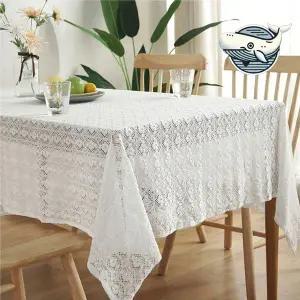 고급스러운 화이트 레이스 식탁보 아름다운 4인용레이스테이블보