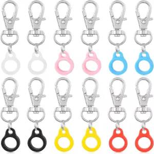 WEWAYSMILE 12개 펜 클립 실리콘 홀더 랜야드 배지 릴 컨버터 액세서리용 랍스터 걸쇠 있는 색상