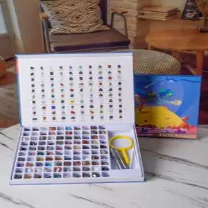 광물 암석 표본 교구 키트 천연 화석 세트 과학 학습 관찰 흥미유도 교육 탐구