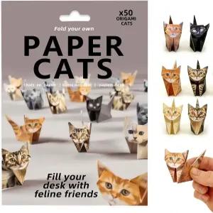 50개 종이 고양이 3D 오리가미 이브론을 위한 DIY 접이식 귀여운 피규어 성인을 재미있는 공예 활동