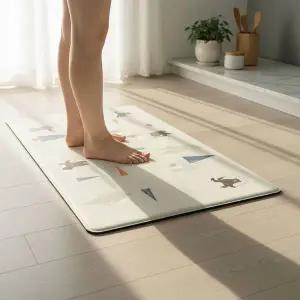 푹신한 고밀도 14T 양면 PVC 주방매트 75x45 소형 발매트 주방용품