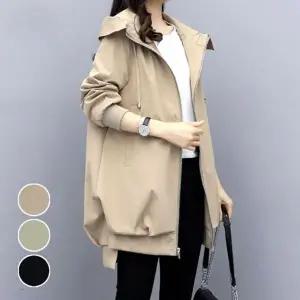 봄 가을 여성 민단 언발 후드 트렌치 집업 자켓 점퍼 (HSJ-WE25590)