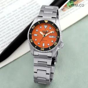 [세이코]5 SRPK35K1 오토매틱 스포츠 오렌지 다이얼 다이버 남자 메탈 시계 d7