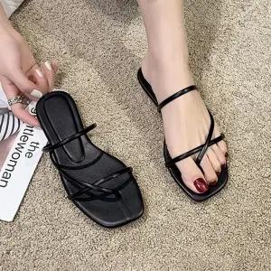 2컬러 여성 시크 라인 크로스 슬리퍼 SL-300