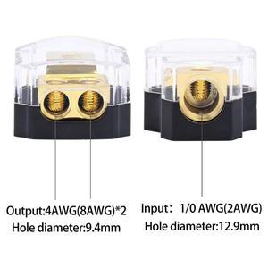 양방향 배전 블록 내구성 구리 자동차 오디오 전원 와이어 스플리터, 0 2/4 게이지, 4 6/8 출력