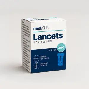 란셋 1통(100개) 재사용가능 멸균 수동 30G 채혈침 100pcs 사혈 란싯 난셋