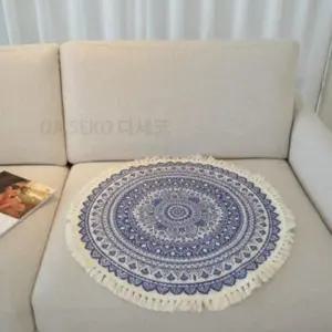(색상 다크네이비60cm)빈티지 소파 카페트 바닥매트 원형 발매트 러그 60cm