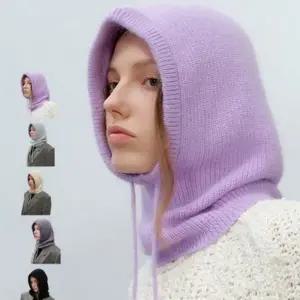 두꺼운 니트 후드 넥 워머 바라클라바 겨울 후드 넥 워머