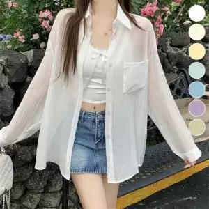 주름 프렌치 얇은 셔츠 ELC-9069