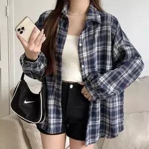 심플 베이지 체크 남방