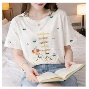 자수 꽃 자전거 루즈핏 반팔 티셔츠