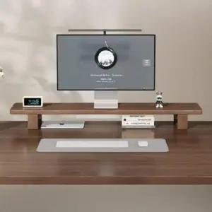 와이드 받침대 긴 모니터 선반 800 1200 듀얼 원목 데스크 책상 랙