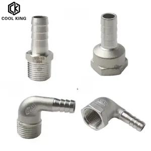 호환  304 스테인레스 스틸 호스 바브 커넥터 남성과 여성 스레드 가죽 파이프 조인트 팔꿈치 어댑터 6MM8M