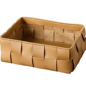 수납바구니 화장대 소형 칸 정리함 바구니 체커 가죽 샴페인 보드