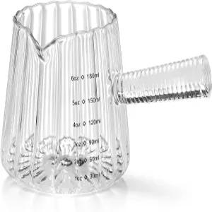 6OZ 유리 계량컵 손잡이가 있는 180ml 붕규산 에스프레소 샷 글라스 우유 거품을 위한 V자형 스파우트