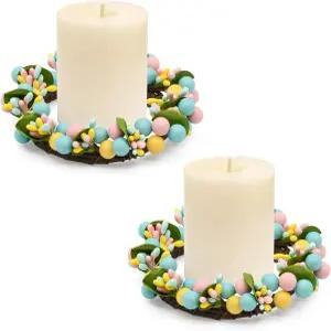 누바기키 부활절 촛불 링 화환 테이블 중앙 장식용 인조 베리 2개 현관문용 봄 농가 주방 창문 현관 벽