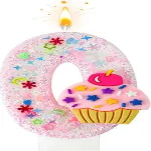 존스리 생일 양초 소녀 파티용 스크림 번호 및 기념일용 핑크 케이크 장식 0개