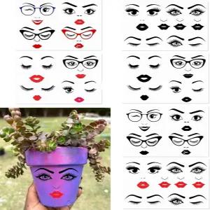 공예용 얼굴 스티커 6팩 특징 입술 눈 눈썹 코 데칼 나무 벽 천 캔버스에 홀리데이 파티 페인팅용 만들기