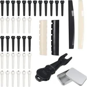 41PCS 어쿠스틱 기타 핀 페그 풀러 리무버 새들 너트 브리지 화이트+블랙