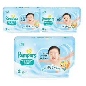 팸퍼스 2026 엔젤 에어차차 여름팬티 썸머 기저귀 66매입 3팩