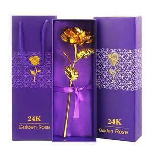 크리에이티브 인공 24K 골드 장미 꽃, 어머니의 날 선물 상자, 발렌타인 데이, 생일 기념일, 추수감사절